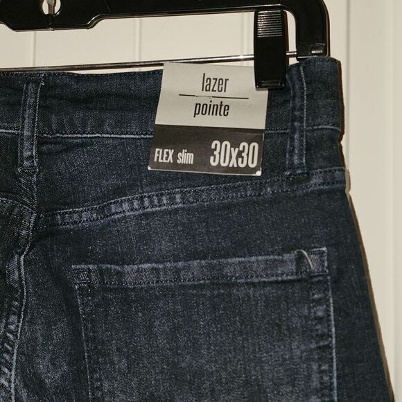 Lazer Pointe Dark Wash Jeans Ripped Flex Denim Size W30 x L30 NWT - Picture 6 of 8
